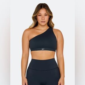 SET Active One Shoulder Sports Bra Medium Black Luxform
